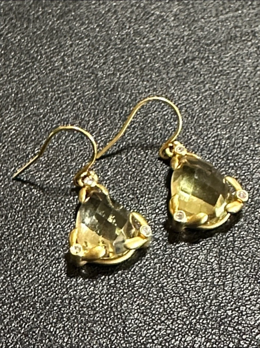 Faceted Yellow Quartz Teardrop Drop Earrings